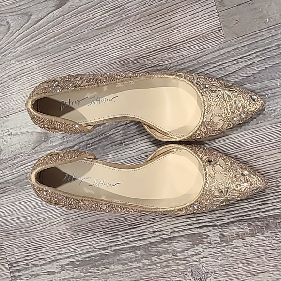 Betsy Johnson Chic Light Gold Rhinestone Evening Pumps Size 10 - Picture 5 of 7